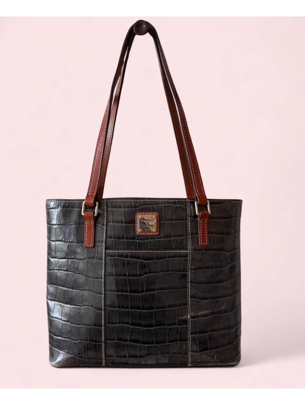 Vintage Dooney & Bourke Croc Embossed Leather Tote Bag